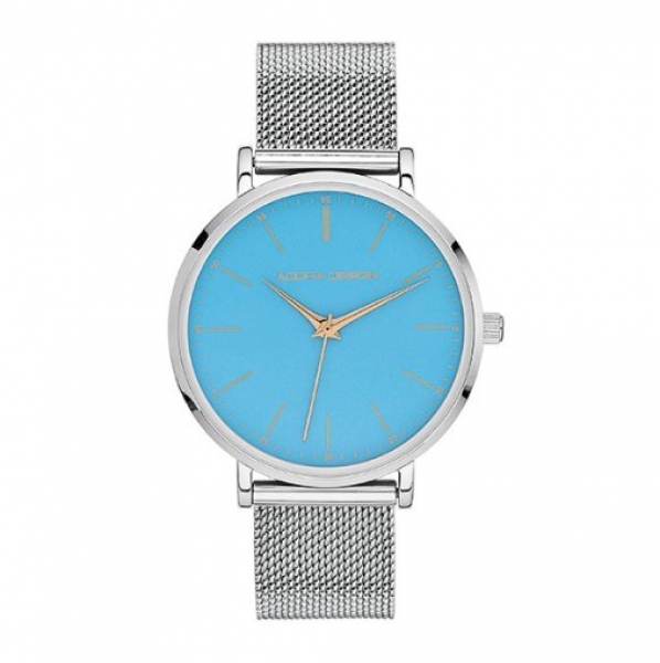Adora AD8413 Unisex Quarzuhr mit silberfarbenem Edelstahlgehäuse, roséfarbenen Zeigern & Indizes, Milaneseband und 3 Bar Wasserdichtigkeit – stilvoll für Damen und Herren.